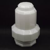 French Art Deco Skyscraper Ceiling Light White Opaque Glass - Limoges Mount