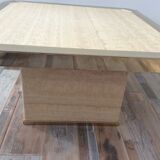 70s Belgochrom coffee table in travertine and gilded contour