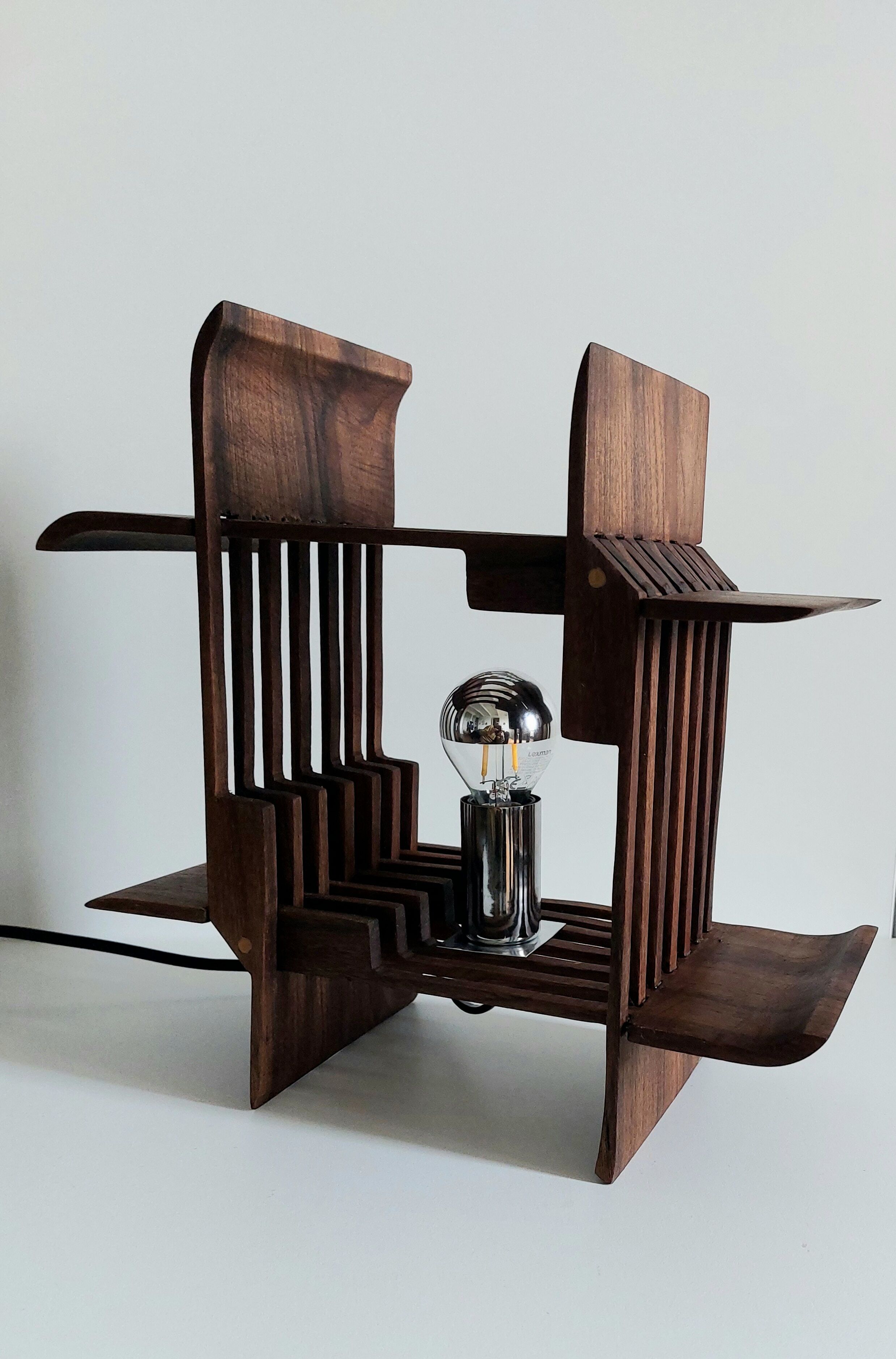 Vintage solid teak lamp