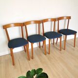Set of 4 Calligaris Dining Chairs: Mid-Century Italian Design, Blue Fabric