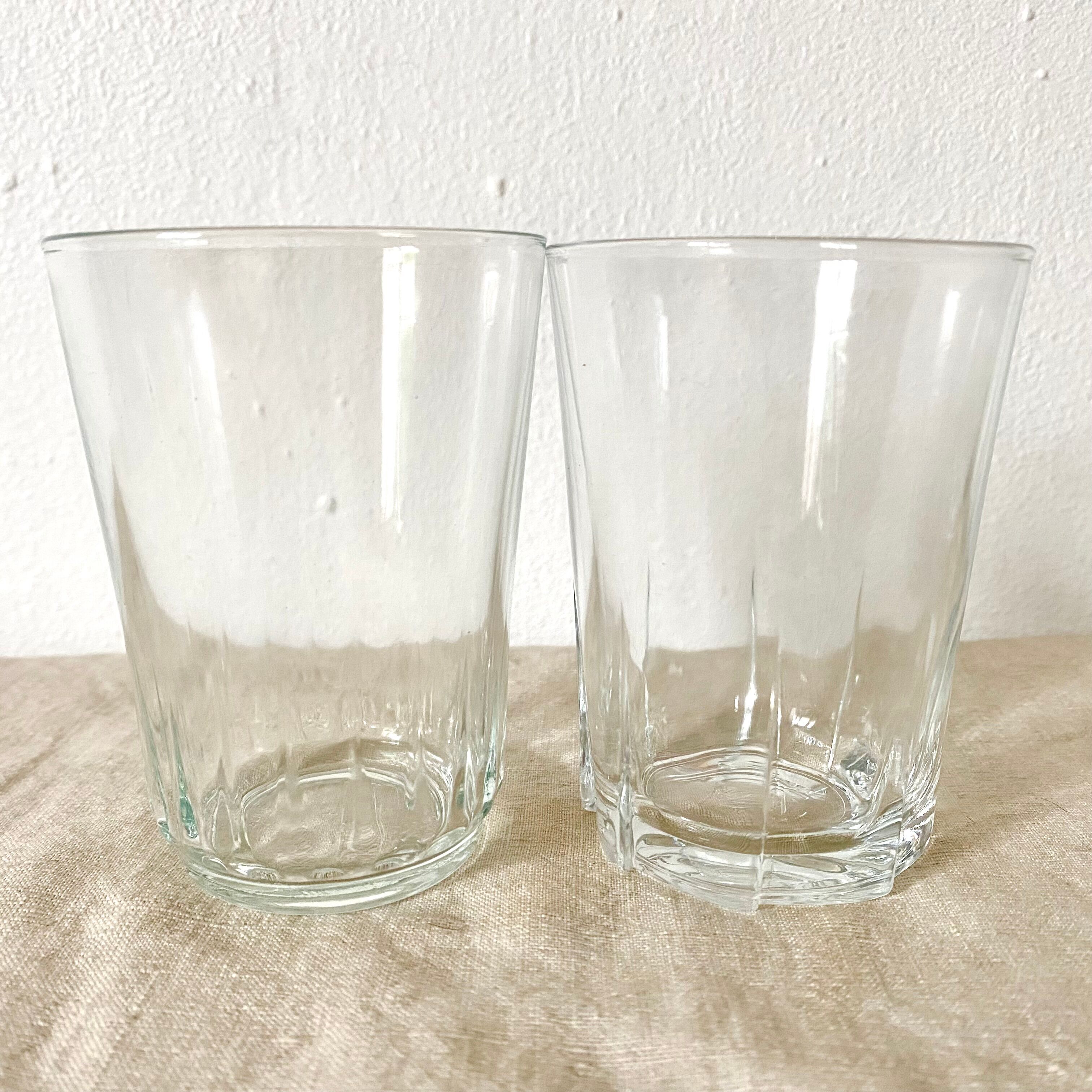 Mismatched vintage water glasses