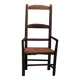 Old peasant armchair in solid wood and woven straw – Auvergne, 19th century.