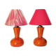 Paire de lampes de table verre orange 1960's