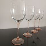4 verres à eau Luminarc pieds rose