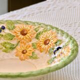 Large salad bowl / fruit bowl in hand-painted sunflower slip