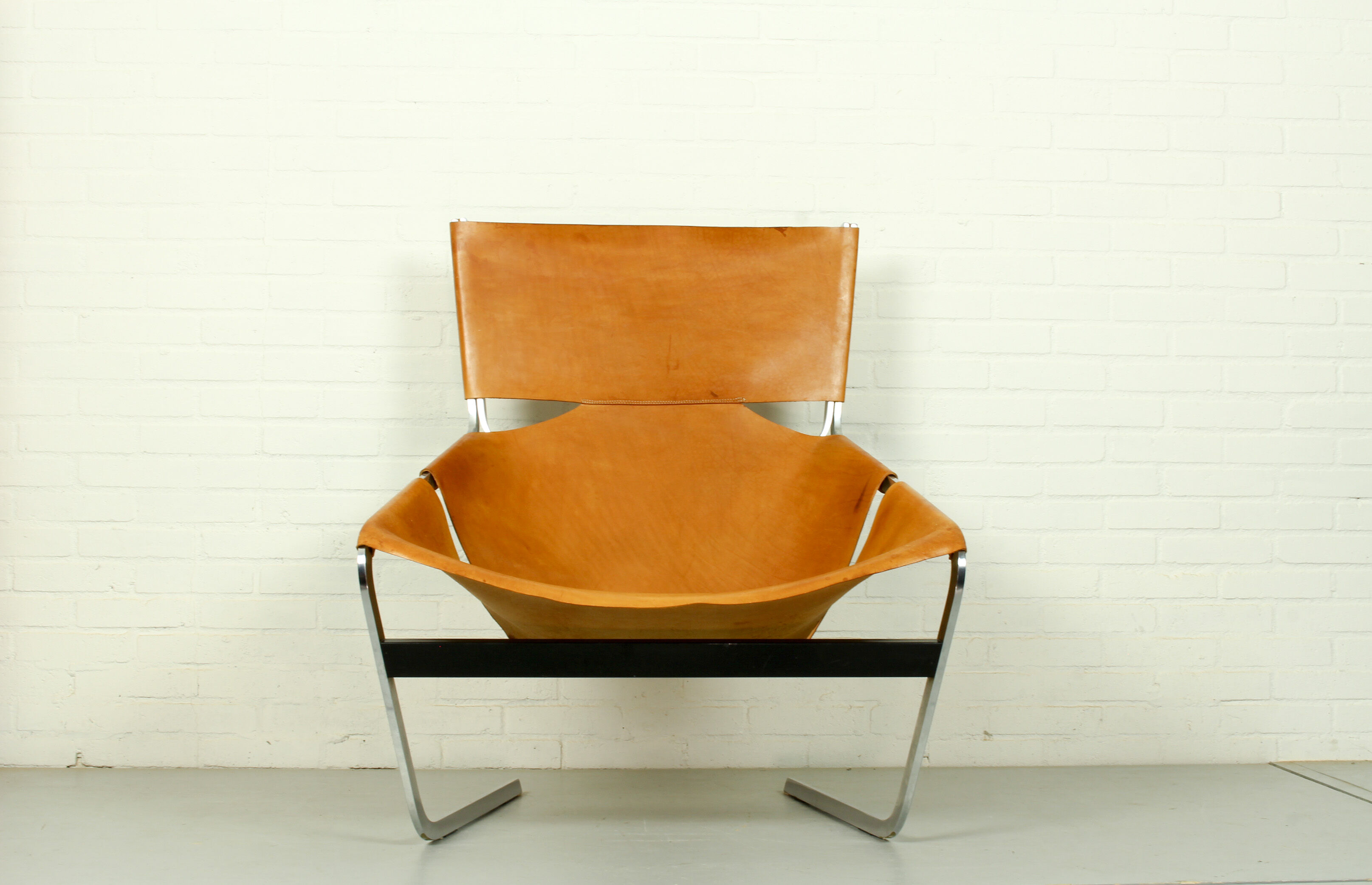 Pierre Paulin F444 in natural leather, The Netherlands, 1963