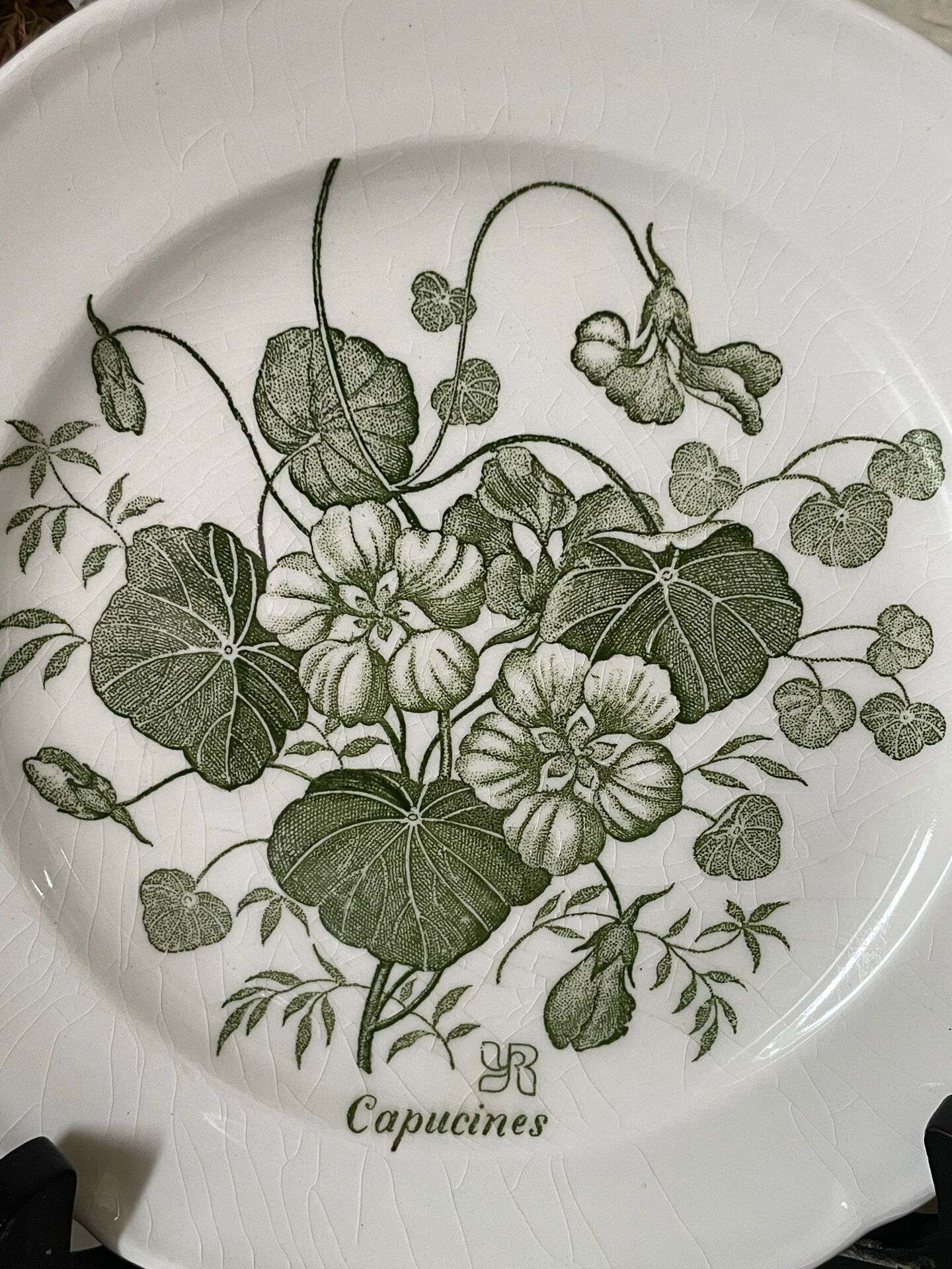 Five dessert plates "capucines" in Gien earthenware.