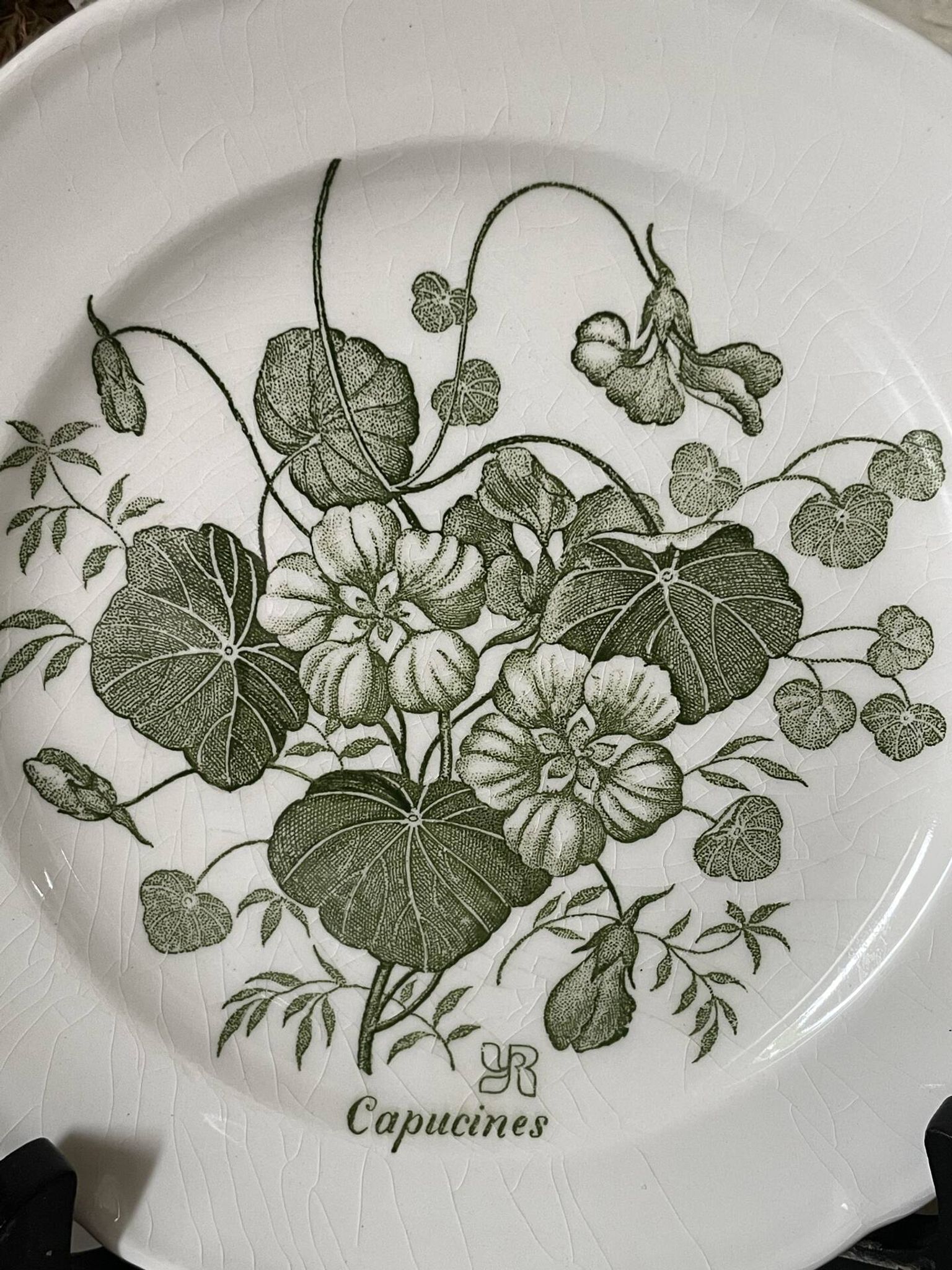 Five dessert plates "capucines" in Gien earthenware.