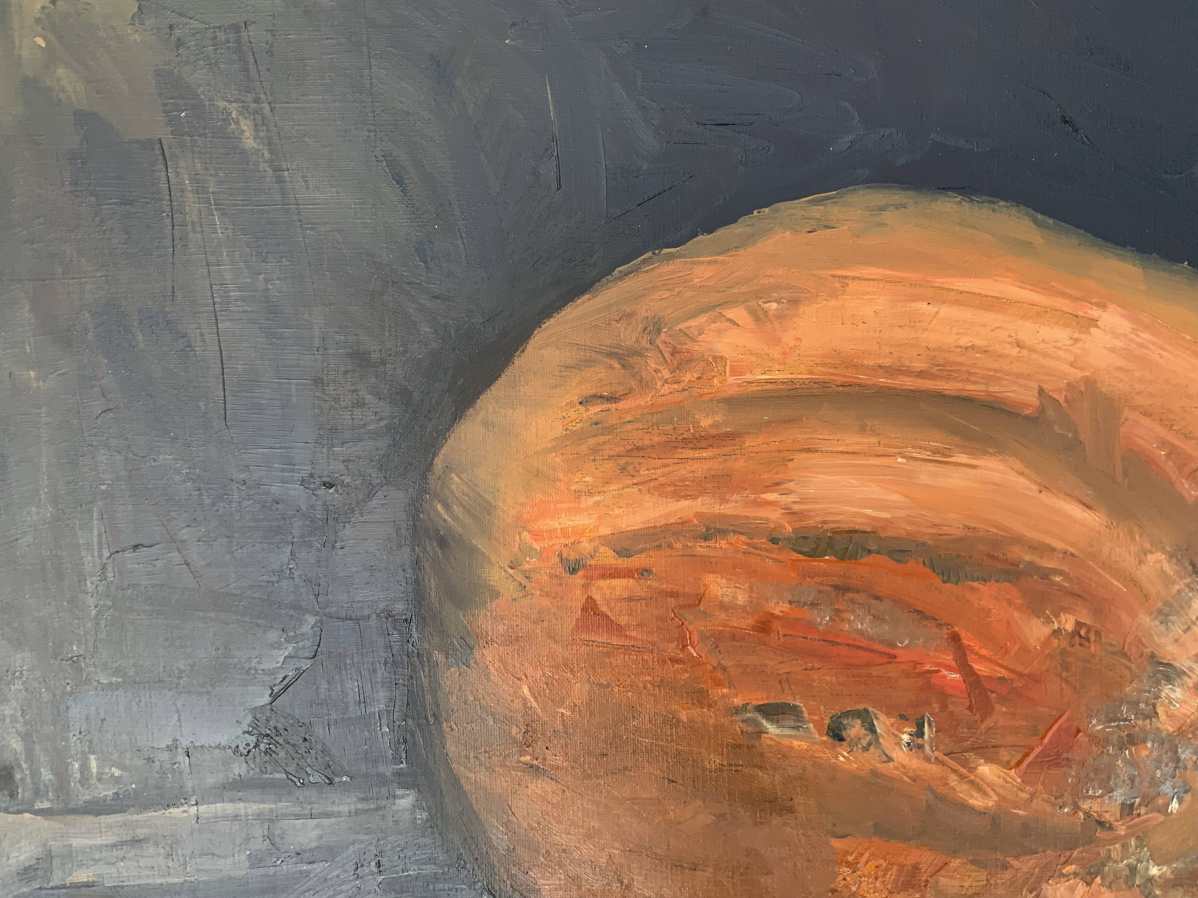 Vintage Still life with Pumkin oil Painting on Canvas signed R. Grinberg