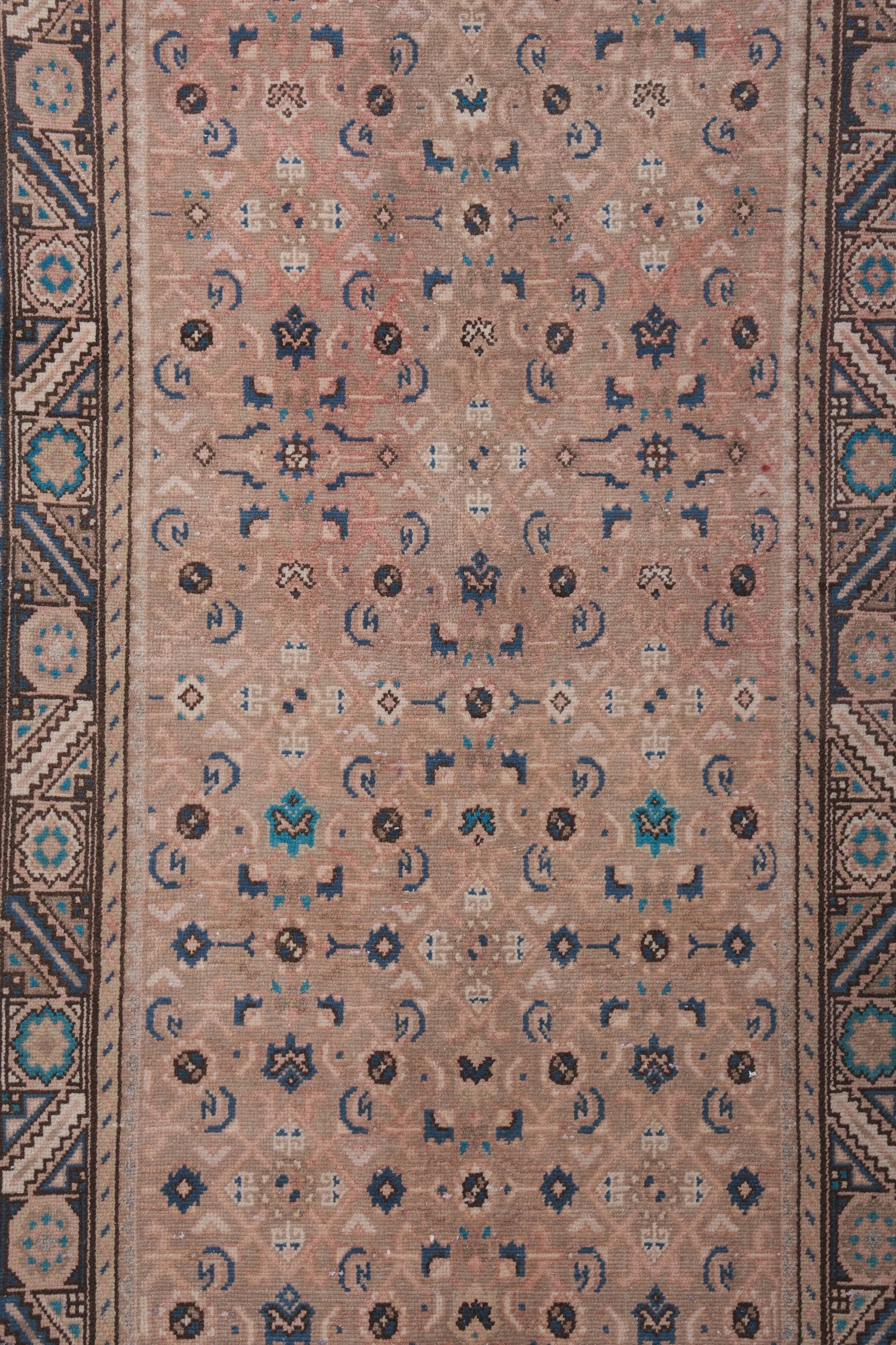 Vintage Turkish Oushak Handwoven Rug 97x417 cm