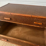 Vintage rattan chest of drawers with 4 drawers