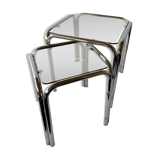 Chrome and smoked glass nesting tables, 1970s