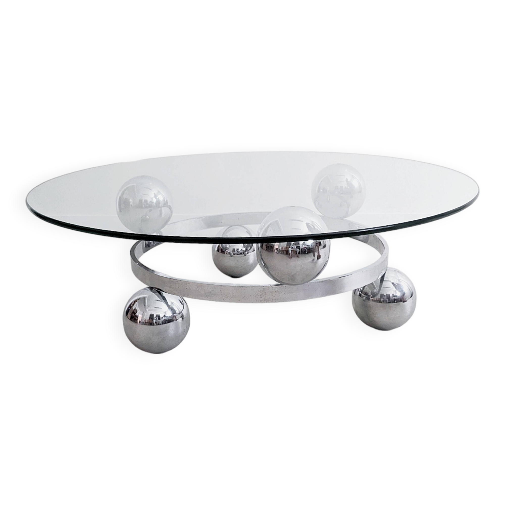 Chrome & Glass Sputnik Coffee Table 1960's