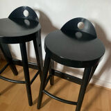 Pair of black designer stools by Baumann