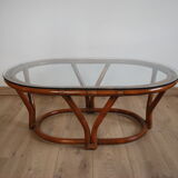 Rattan table and glass