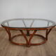 Rattan table and glass