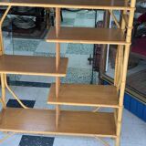 Large rattan standing shelf old