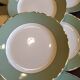 12 flat plates Villeroy & Boch Mettlach celadon green and vintage gold 1960s