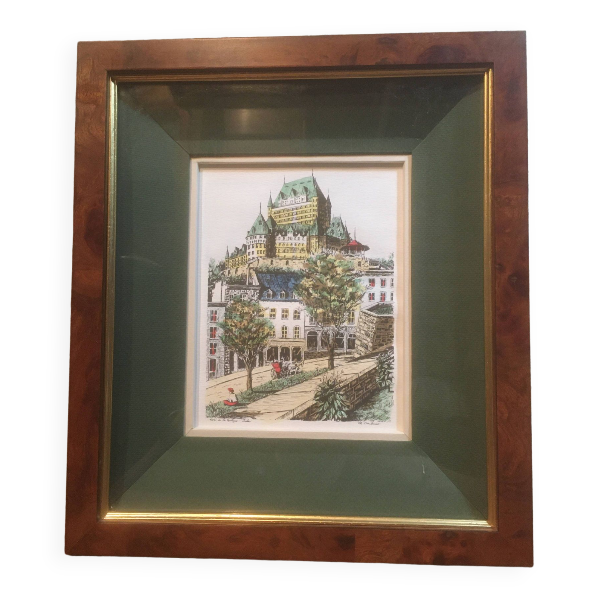 Château de Frontenac framed, Quebec Lithograph