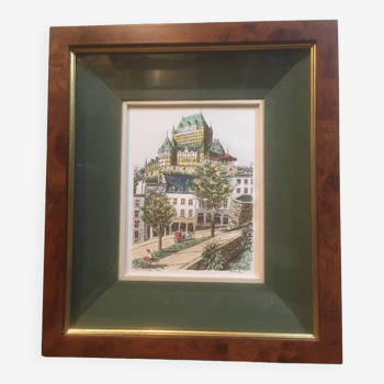 Château de Frontenac framed, Quebec Lithograph