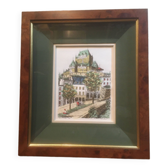 Château de Frontenac framed, Quebec Lithograph