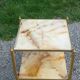 Pair of neoclassical side tables in bronze, brass, marble, and o.