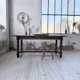 Farm table with turned legs, made of pine and birch, 180cm.