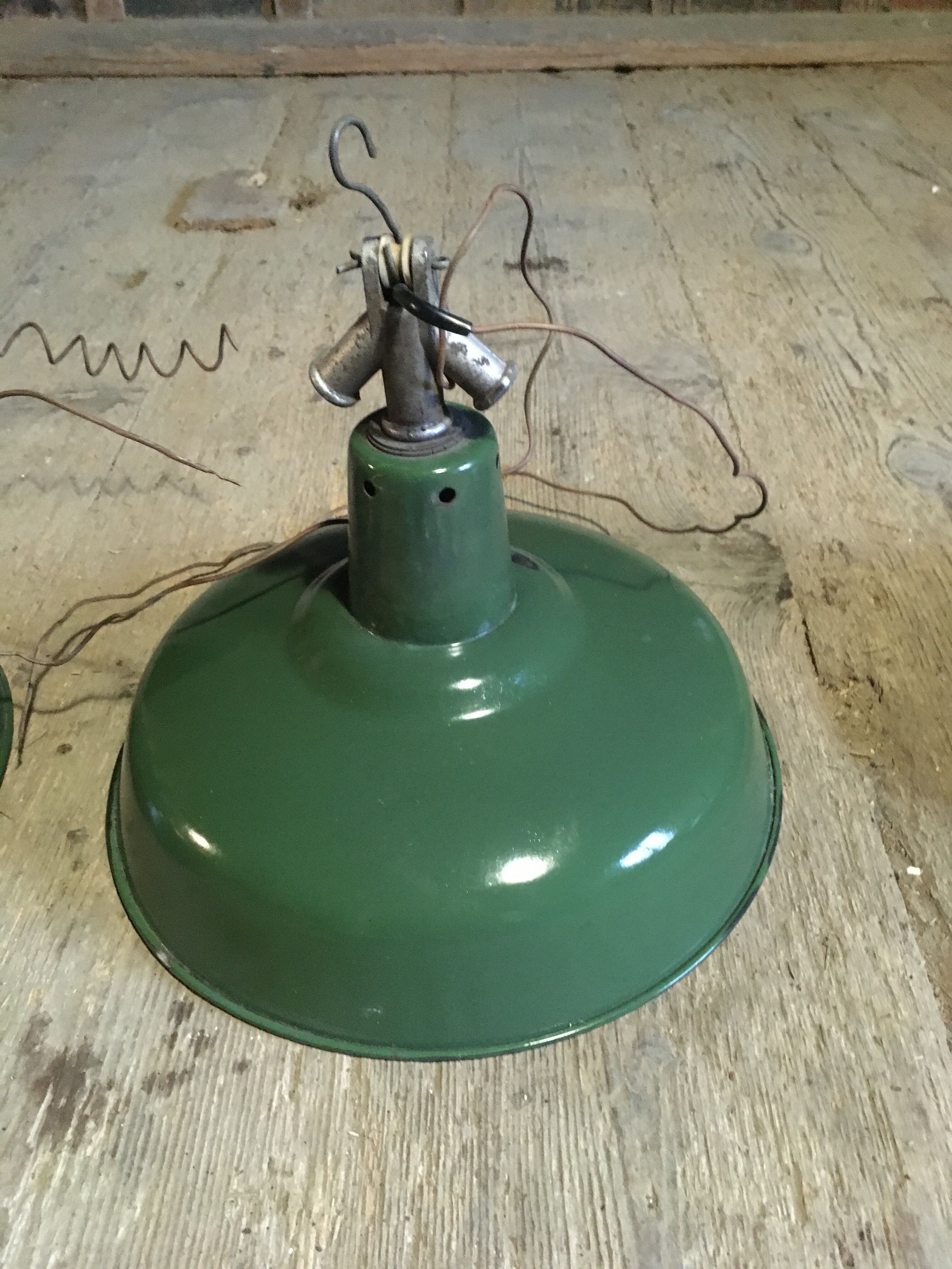 3 green industrial lampshade