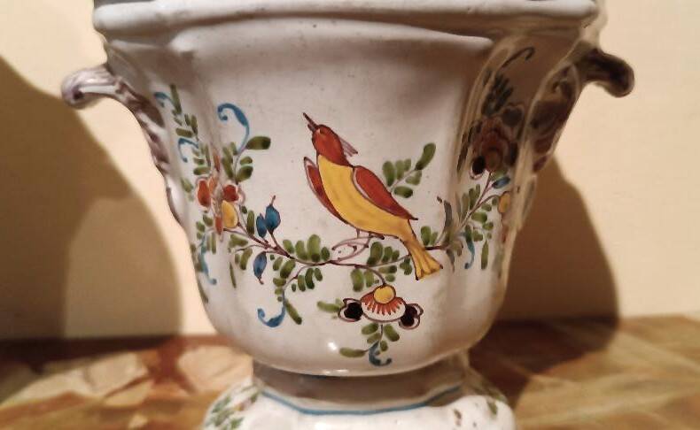 Pair of decorated earthenware vases, 18th century, France