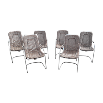 Lot of 6 armchairs published by Cidue, Italy 70s