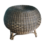 Ottoman stool in rattan from the 60s