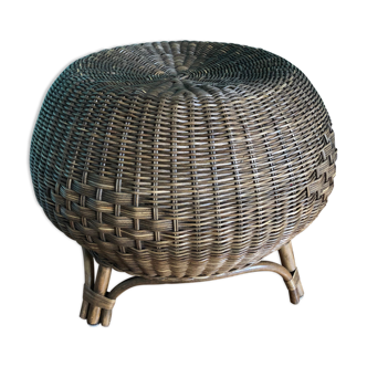 Ottoman stool in rattan from the 60s