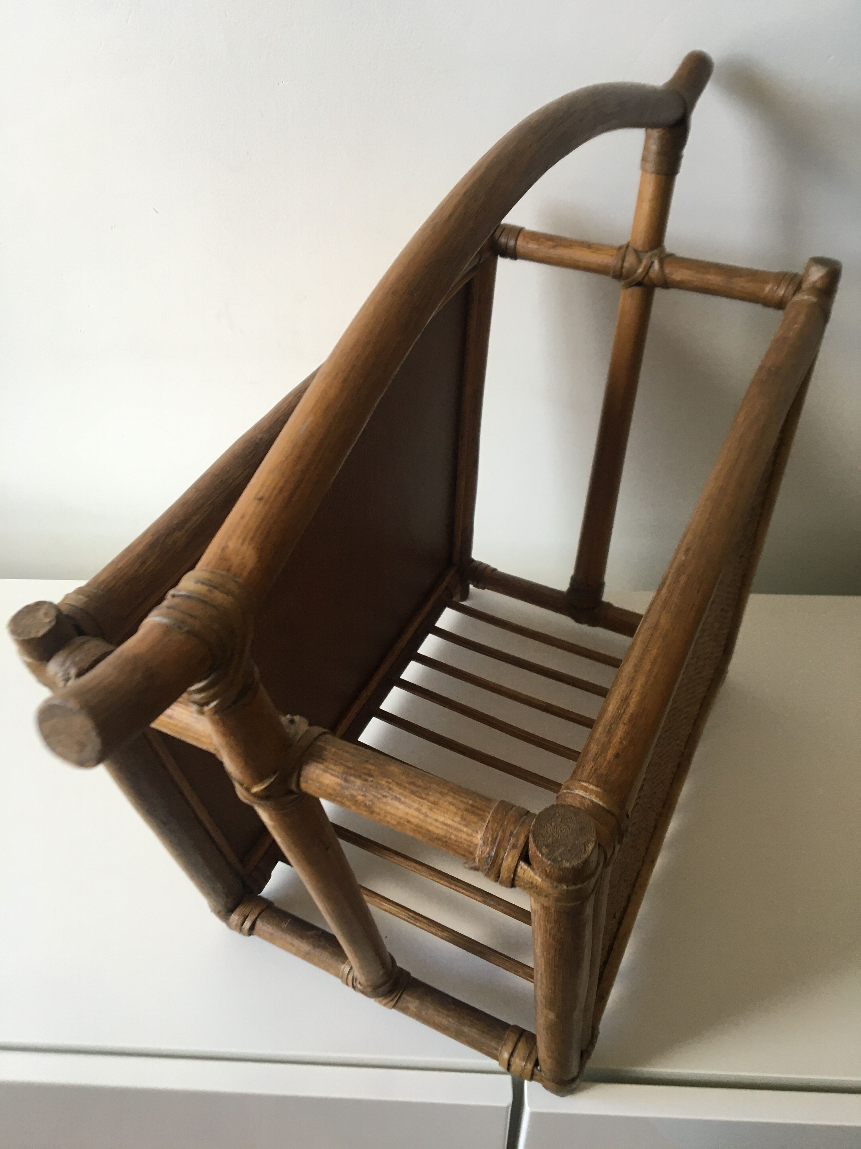 1960s rattan magazine rack