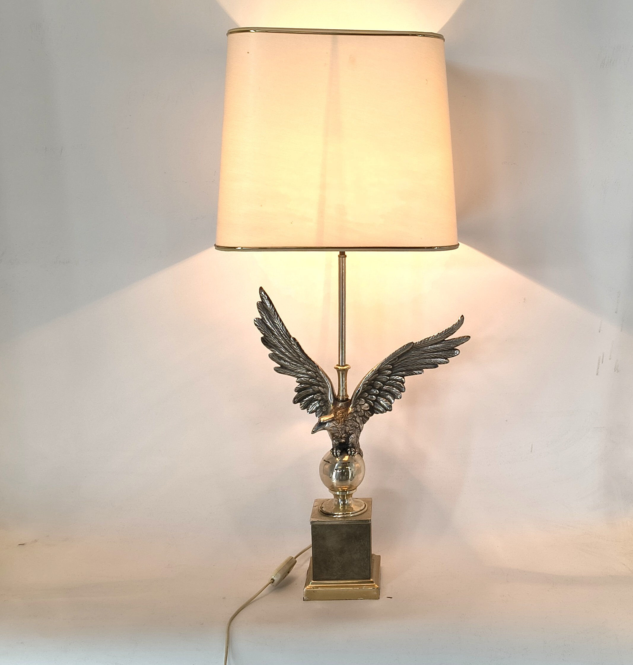 Pair of nickel eagle table lamps by Loevsky and Loevsky, 1970s