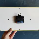 Vintage formica clock silent rectangular wall clock "Japy electric black yellow"