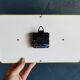 Vintage formica clock silent rectangular wall clock "Japy electric black yellow"
