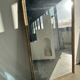 Large gilded mirror 19th century rounded corners mercury glass Louis XVI style