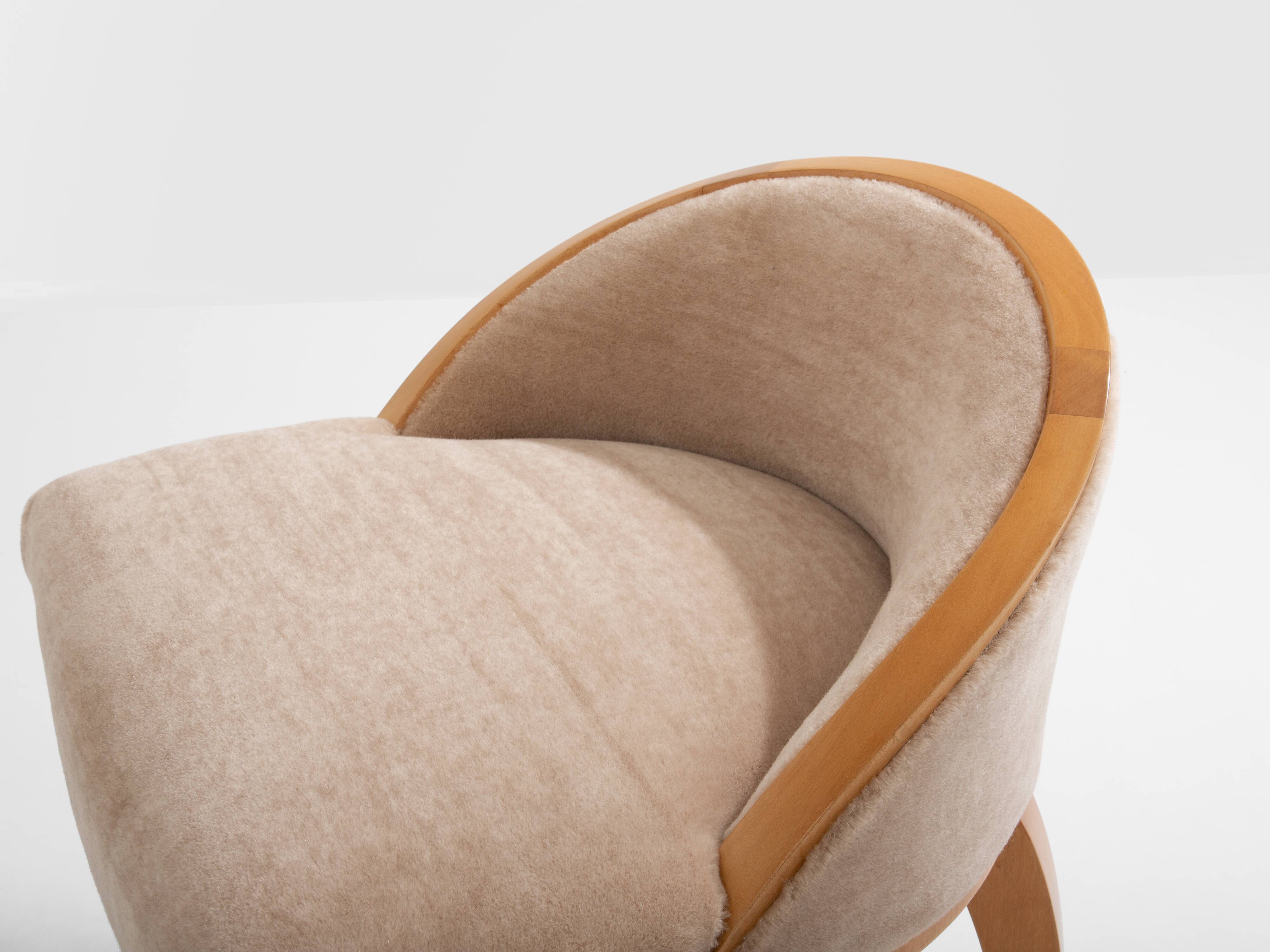 André Arbus chaise de coiffeuse en sycomore velours de mohair 1934