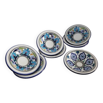 Set of 7 clay soup plates