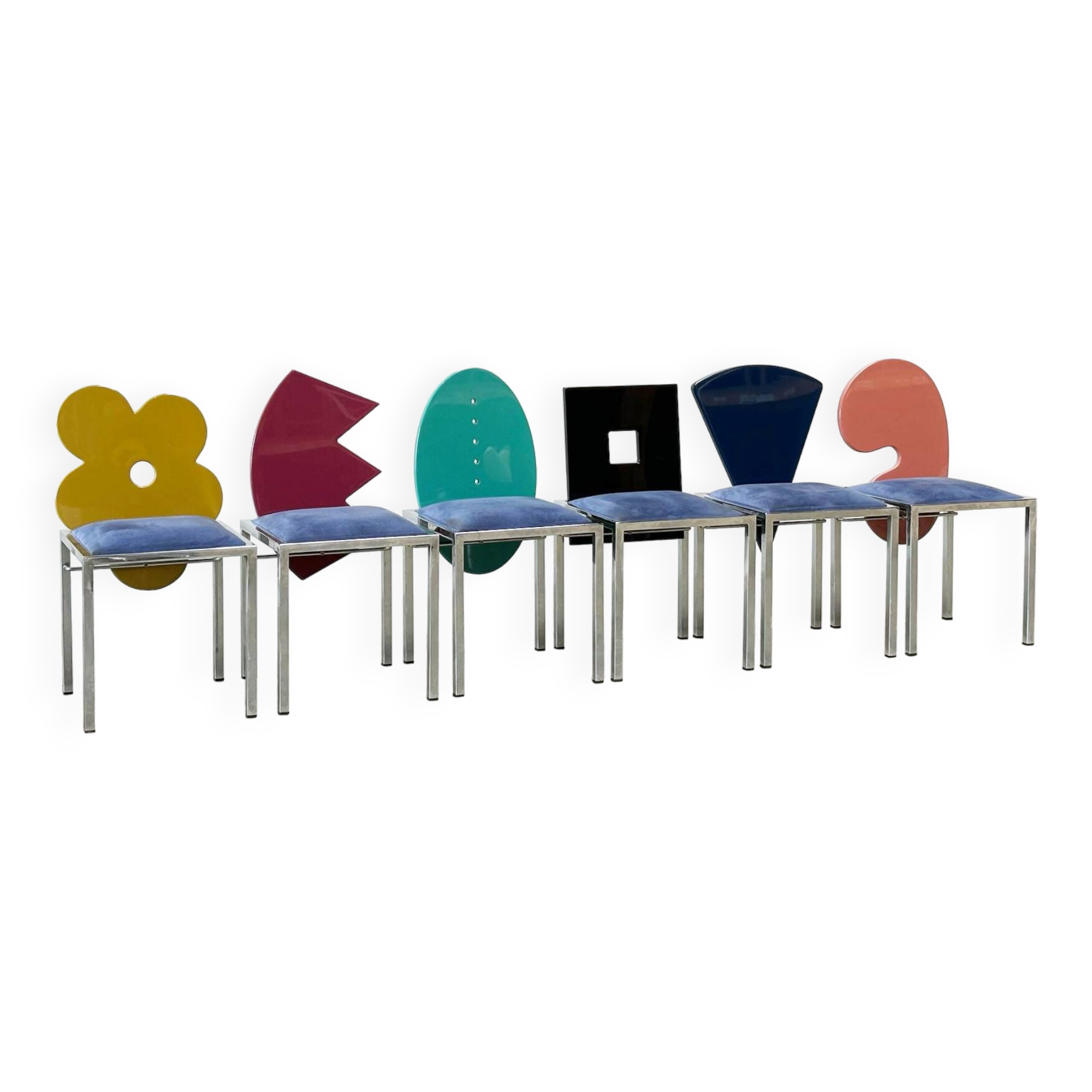 Set of 6 postmodern dining chairs by Salvati e Tresoldi for Omaggi / Saporiti