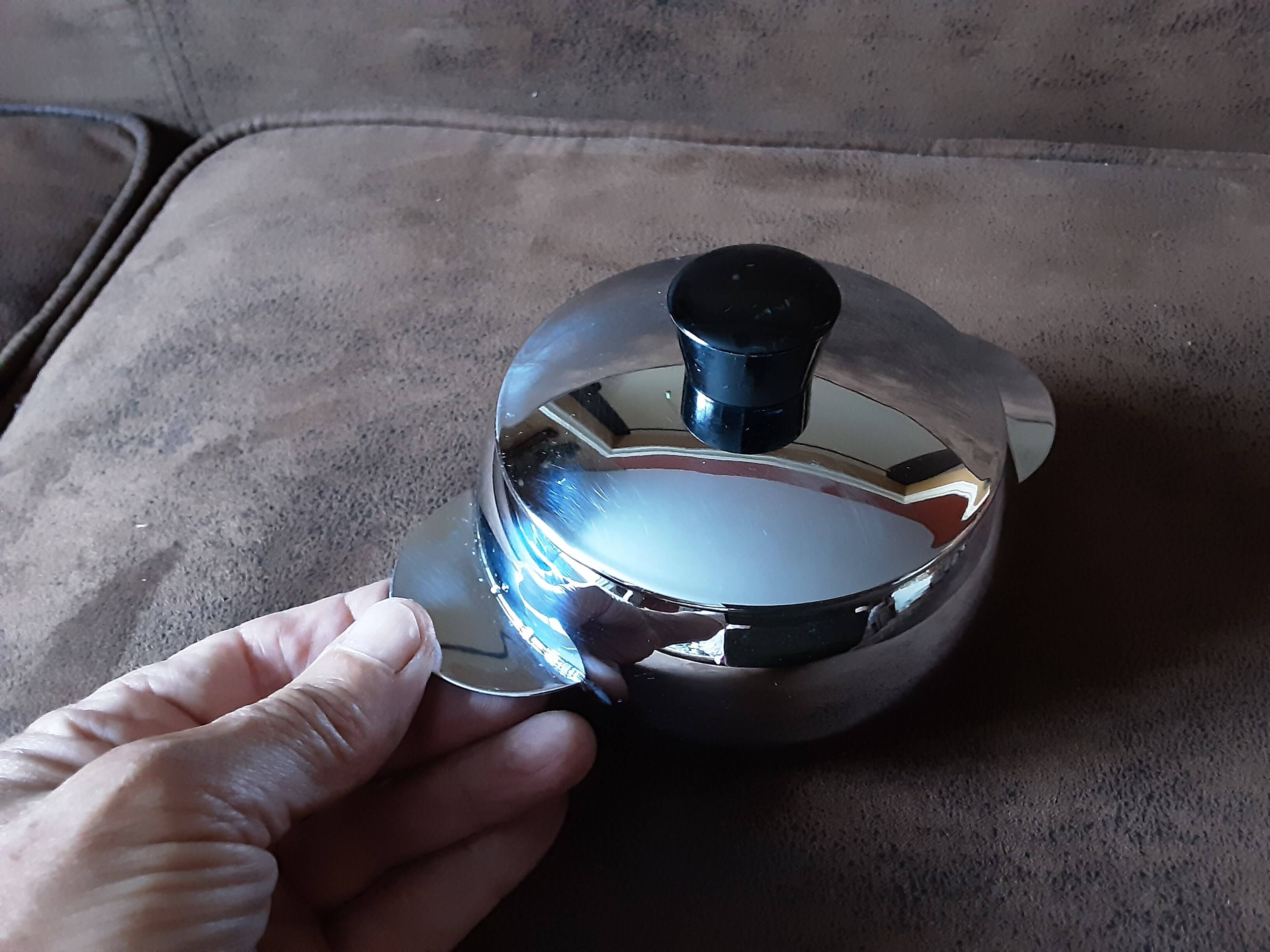 Vintage stainless steel sugar bowl