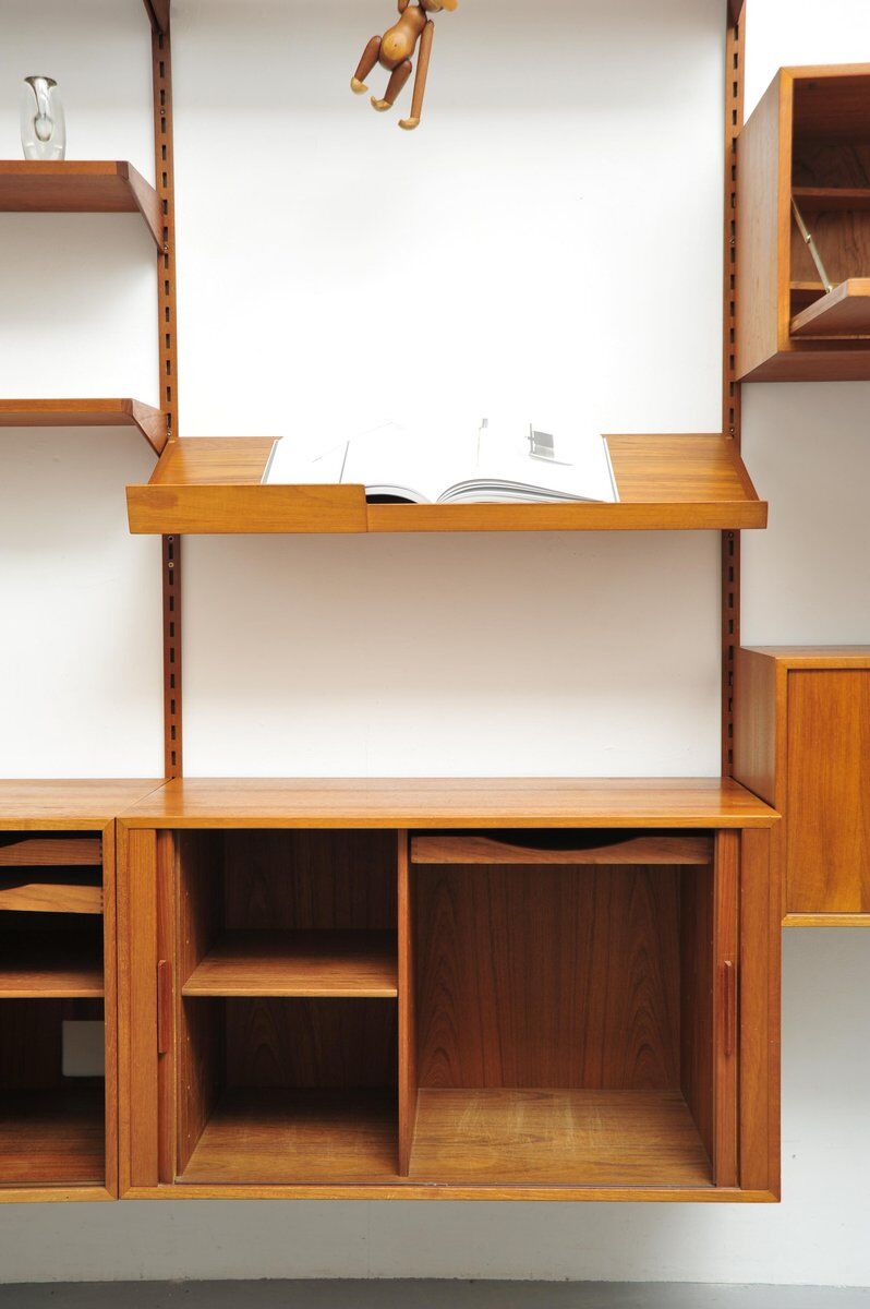 Danish teak wall unit by Kai Kristiansen for Feldballes Møbelfabrik