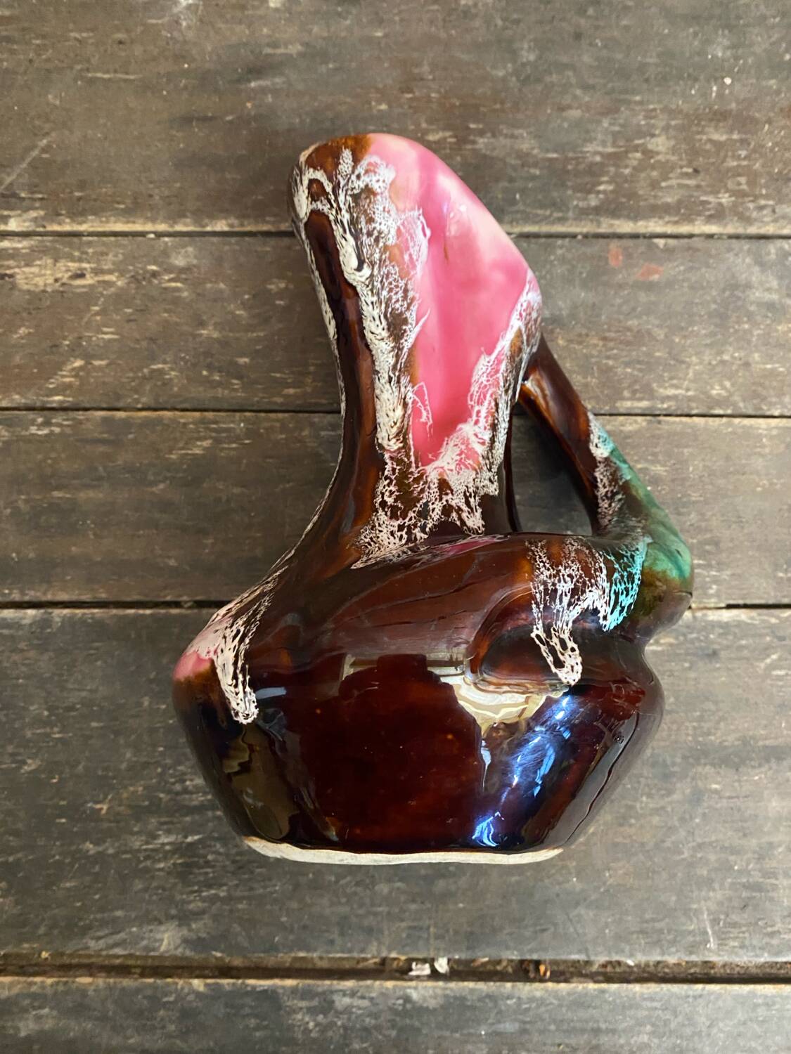 Old pichet vallauris polychrome glazed ceramics france vintage