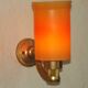 Pair French Vintage 1960s Retro Single Wall Lights Brass & Orange Acrylic
