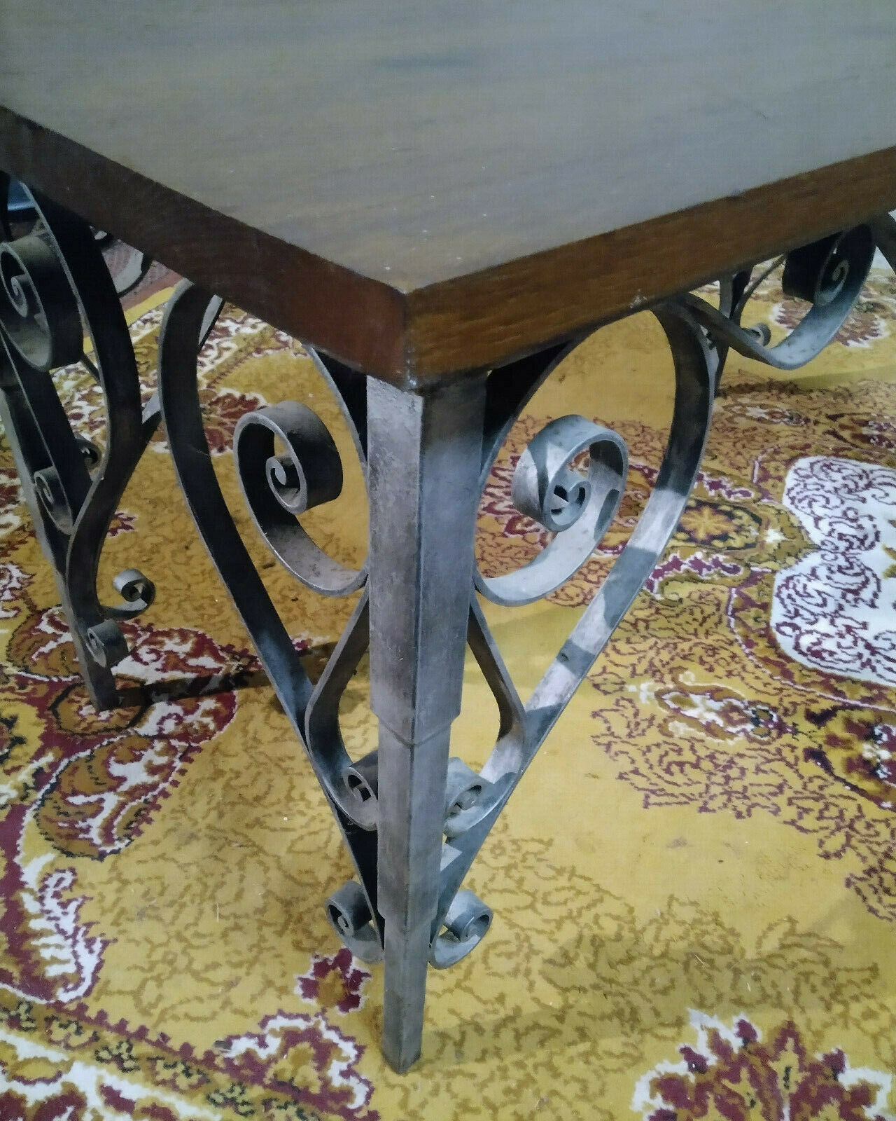 Wrought iron coffee table and wood