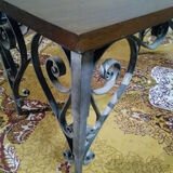 Table basse fer forgé et bois