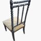 Pair of vintage twisted black wood chairs – Light green fabric seats