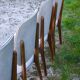 Set of 4 vintage Scandinavian design chairs – 1960s/70s – stained wood