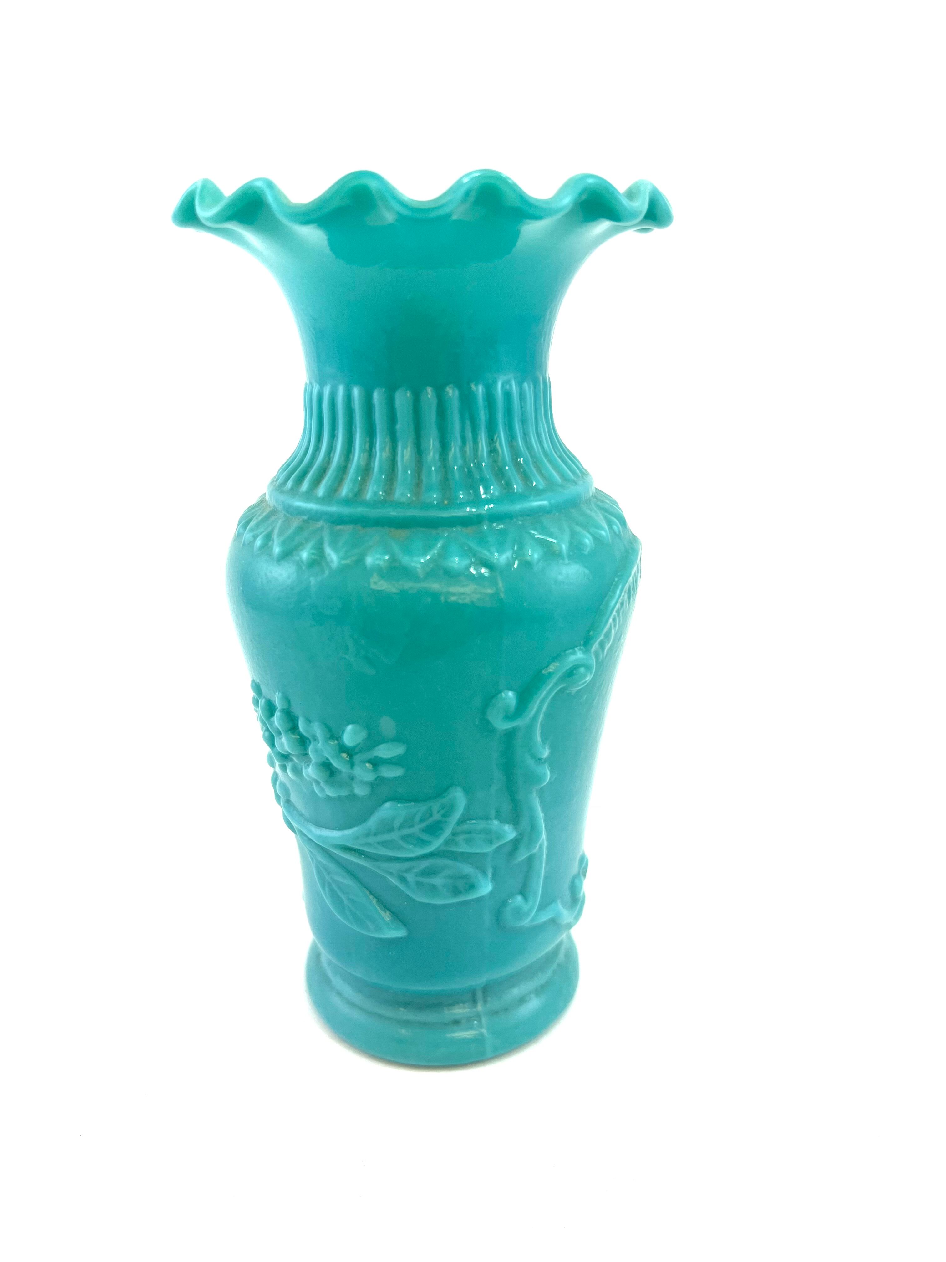 Turquoise blue opaline vase