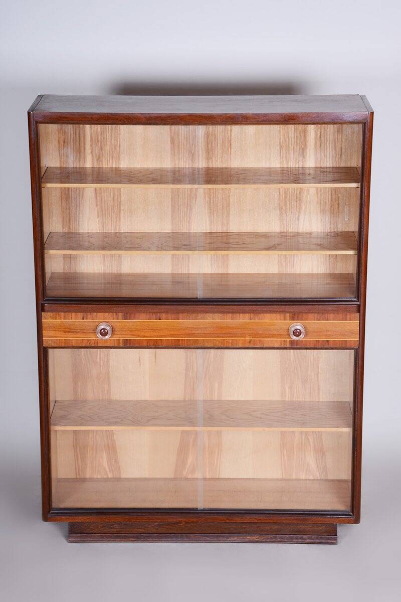 Art Deco Bookcase in Ash and Mahogany, Czech, 1940s